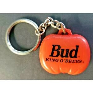 Vintage‎ Budweiser Halloween Pumpkin LIght Up KeyChain New Old Stock Not Working